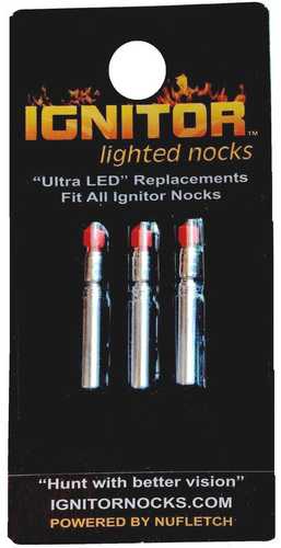Nufletch Archery Ignitor Replacement Bulb Nock Red Universal 3 pk. Model: REP-BLB-RED/3PK