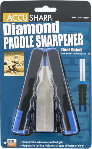 AccuSharp Knife Sharpener Diamond Paddle Folding Handle Black & Blue Plastic 051C