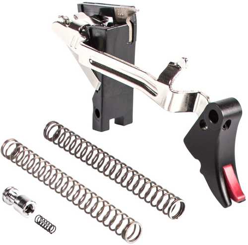 ZEV Technologies Fulcrum Drop in Trigger Kit Adjustable 2-6 lbs Fits Glock 9MM Gen 1-3 Black w/ Red Safety FUL-ADJ-DRP-9