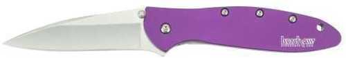 Kershaw Leek 3" Folding Drop Point Plain Bead Blasted 14C28N Steel Blade Purple Anodized Aluminum Handle Includes Pocket Clip