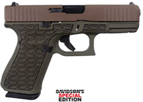 Glock G19 Semi-Automatic Pistol 9mm Luger 4.02" Barrel (1)-15Rd Magazine Brown Slide Leaf Engraving On Frame OD Green Cerakote Finish