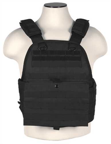 NCSTAR Plate Carrier Vest Nylon Black Size Medium-2XL Fully Adjustable PALS/ MOLLE Webbing Compatible with 10" x 12" Har