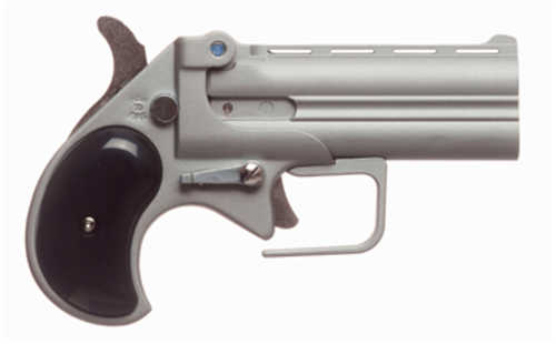 Old West Big Bore Derringer 9mm Luger 3.5" Barrel 2 Round Capacity Fixed Sights Black Synthetic Grips Silver Finish