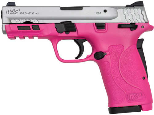 Smith & Wesson M&P380 Shield EZ Compact Slim Semi-Auto Pistol 380ACP 3.675" Barrel 1-8Rd Mag Prison <span style="font-weight:bolder; ">Pink</span> Silver Polymer Finish