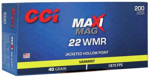 22 Winchester Magnum Rimfire 200 Rounds Ammunition CCI 40 Grain Hollow Point