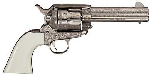 Cimmaron Meldrum Revolver .357 Magnum 4.75" Barrel 6 Round Capacity Ivory Grips Engraved Nickel Finish