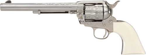 1873 OUTLAW LEGACY NICKEL ENGRAVED 7.5" BARREL .45LC POLYMER IVORY GRIP