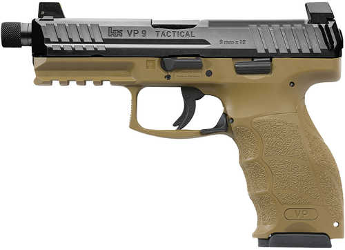 <span style="font-weight:bolder; ">Heckler</span> & Koch VP9 Tactical Semi-Automatic Pistol 9mm Luger 4.7" Barrel (1)-17Rd Magazine Black Slide Flat Dark Earth Polymer Finish