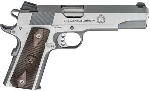 Springfield Armory 1911 Garrison Semi-Automatic Pistol .45 ACP 5" Barrel (1)-7Rd Magazine Crossed Cannon Wood Laminate Grips Stainless Finish