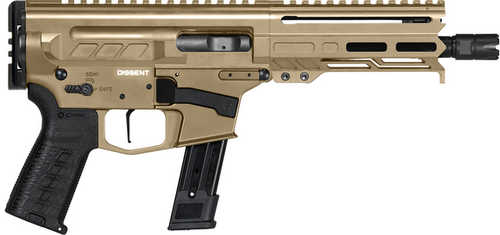CMMG MK17 Dissent Semi-Automatic Pistol 9mm Luger 6.5" Barrel (1)-21Rd Magazine Black Polymer Grips Cotote Tan Cerakote Finish