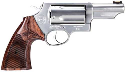Taurus Judge Executive Grade Double/Single Action Revolver .45 Colt/.410 Gauge 3" Barrel 5 Round Capacity Altamont Walnut Wood Grip Stainless Finish