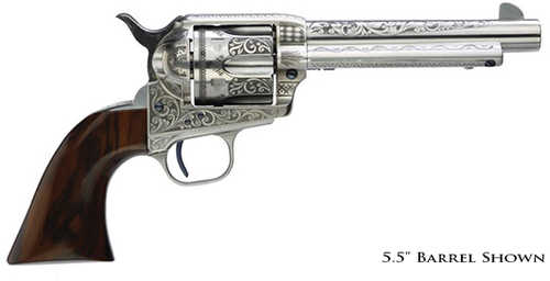 Taylor's & Company Uberti 1873 Single Action Revolver .45 Long Colt 7.5" Barrel 6 Round Capacity Walnut Grips Engraved White Finish