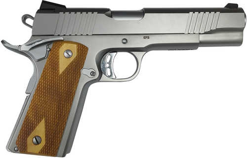 Rock Island Stainless Standard CS Rock Semi-Automatic Pistol 9mm Luger 3.6" Barrel (1)-10Rd Magazine Wood Double Checkered Grips Stainless Finish