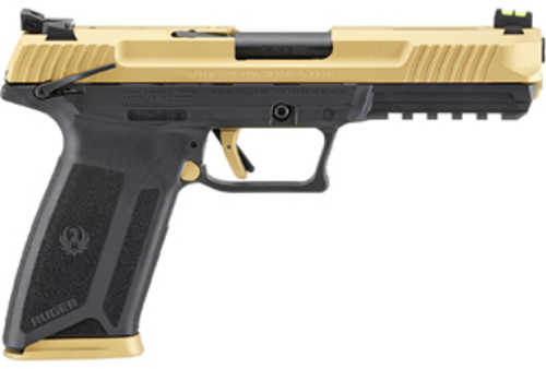 Ruger 57 TALO Edition Semi-Automatic Pistol 5.7x28mm 5" Barrel (2)-20Rd Magazines Cobalt Gold Slide And Accents Black Polymer Finish
