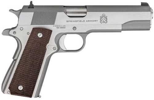 Springfield 1911 Defender Mil-Spec Semi-Automatic Pistol .45 ACP 5" Barrel (1)-7Rd Magazine Wood Composite Grips Stainless Steel Finish