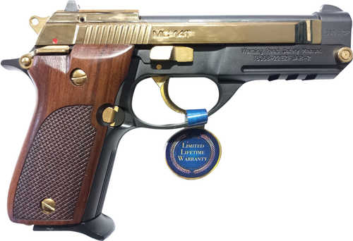 EAA Girsan MC 14T Semi-Automatic Pistol .380 ACP 4.5" Barrel (1)-13Rd Magazine Gold Plated Slide Walnut Checkered Grips Blued Finish