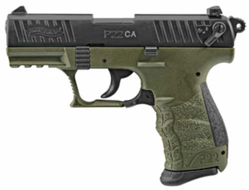 Click to see larger image. Used Walther P22-CA Compact Semi-Automatic Pistol .22 Long Rifle 3.4" Barrel (1)-10Rd Magazine Black Slide Matte Military Green Polymer Finish
