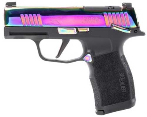 Sig Sauer P365X Semi-Automatic Pistol 9mm Luger 3.1" Barrel (2)-12Rd Steel Magazines XSeries 365 Grip Module Rainbow Titanium Slide Black Finish