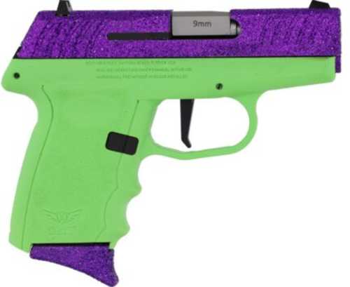 SCCY DVG1 Semi-Automatic Glitter Pistol 9mm Luger 3.1" Barrel (2)-10Rd Magazines Glitter Purple Slide Lime Green Polymer Finish