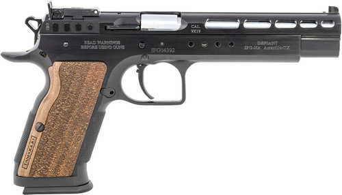 Tanfoglio Gold Match Semi-Automatic Pistol 9mm Luger 6" Barrel (1)-16Rd Magazine Wood Grips Matte Black Finish