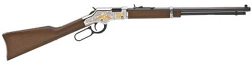 Used Henry Second Amendment Tribute Golden Boy Lever Action Rifle .22 Long Rifle 20" Blued Barrel 16 Round Capacity Engraved Receiver Walnut Stock Silver Finish