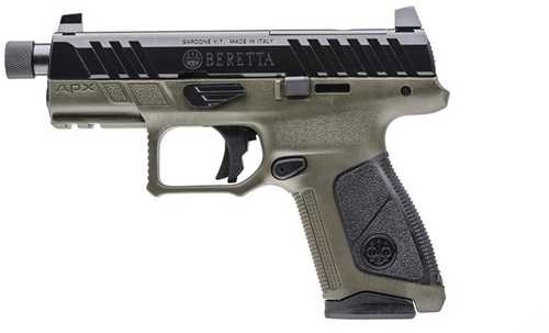 Beretta APX A1 Compact Tactical Semi-Autoamtic Pistol 9mm Luger 4.2" Barrel (3)-15Rd Magazines Black Slide OD Green Polymer Finish