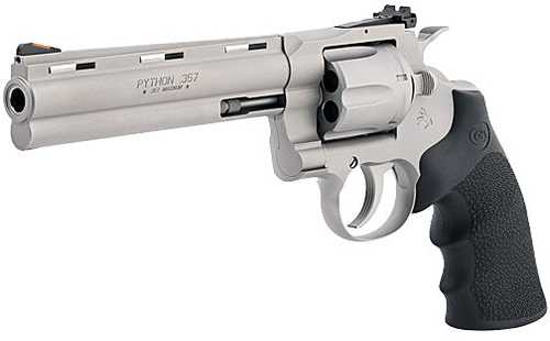 Colt Python Double Action Revolver .357 Magnum 6" Barrel 6 Round Capacity Black Hogue Rubber Grips Stainless Finish