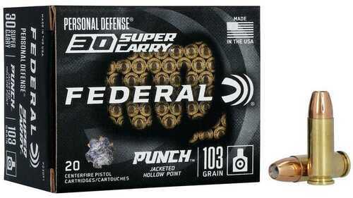 Federal Pd30P1 Personal Defense 30 Super Carry 103 Gr Punch Hollow Point 20 Per Box/ 10 Cs