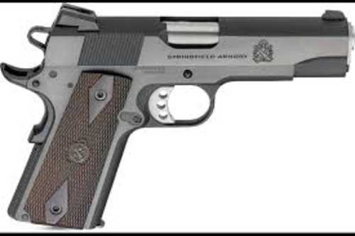 Springfield Armory 1911 Garrison Semi-Automatic Pistol .45 ACP 4.25" Barrel (1)-7Rd Magazine Low Profile 3-Dot Sights Crossed Cannon Wood Laminate Grips Black Finish