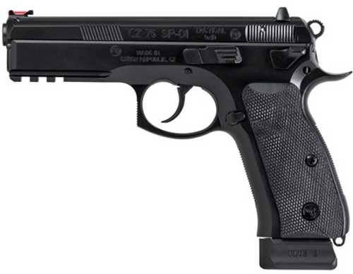Click to see larger image. CZ-USA SP-01 Tactical Semi-Automatic Pistol 9mm Luger 4.6" Cold Hammer Forged Barrel (1)-10Rd Magazine Fixed Sights Rubber Grip Panels Black Polycoat Finish