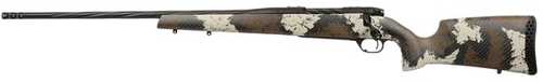 Weatherby Mark V High Country Left Handed Bolt Action Rifle 6.5 Creedmoor 22" Threaded Barrel 4 Round Capacity Peak 44 Bastion Carbon Fiber Stock With Brown & Tan Pattern Graphite Black Cerakote Finish