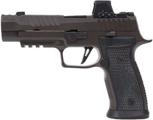 Click to see larger image. Sig Sauer P320 AXG Legion Semi-Automatic Pistol 9mm Luger 3.9" Barrel (1)-21Rd & (1)-10Rd Magazines Sig ROMEO-X Included AXG Grips Legion Gray Cerakote Finish