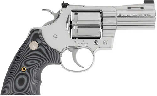 Click to see larger image. Colt Python Combat Elite Revolver 357 Magnum 3" Barrel 6 Round Capacity Black G10 Grips Stainless Steel Finish