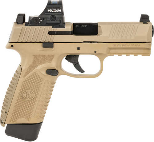 FN America 545 MRD w/Optic Semi-Automatic Pistol 45 ACP 4.1" Target Crown Steel Barrel (2)-15Rd Magazines Holosun 407C Red Dot Included Flat Dark Earth Polymer Finish