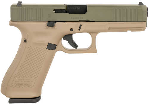 Glock G17 Gen5 Semi-Automatic Pistol 9mm Luger 4.49" Barrel (3)-10Rd Magazines Fixed Sights Olive Drab Green Cerakote Slide Flat Dark Earth Polymer Finish