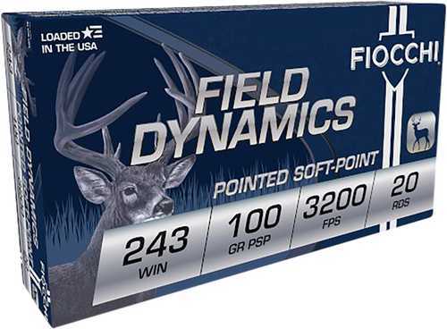 Fiocchi Rifle Shooting Dynamics .243 Winchester Ammunition 20 Rounds 100 Grain SP Interlock BT