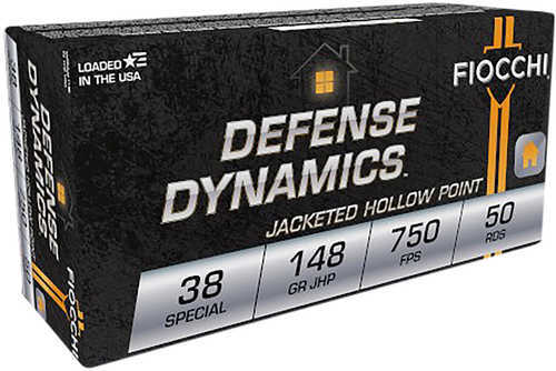 Fiocchi 38E Defense Dynamics 38 Special 148 gr Jacket Hollow Point Ammo 50 Round Box