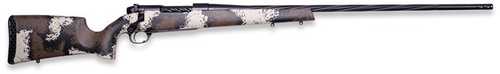 Weatherby Mark V High Country Bolt Action Rifle 338 Weatherby RPM 18" Barrel 4 Round Capacity Carbon Fiber Stock With Brown & Tan Graphite Black Cerakote Finish
