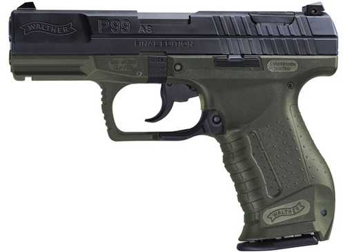 Walther Arms P99AS Final Edition Double/Single Action Semi-Automatic Pistol 9mm Luger 4" Barrel (2)-10Rd Magazines Matte Blued Slide Olive Drab Green Polymer Finish