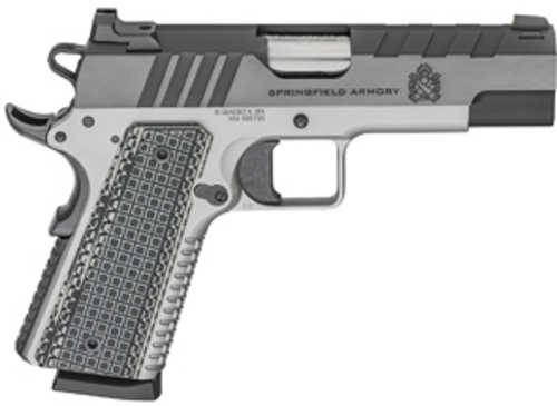 Springfield Emissary 1911 Semi-Automatic Pistol 45 ACP 4.25" Barrel (2)-8Rd Magazines Thin-Line G10 Grips Blued Carbon Steel Slide Silver Finish