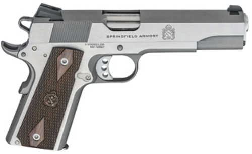 Springfield Garrison 1911 Semi-Automatic Pistol 45 ACP 5" Match Grade Barrel (1)-7Rd Magazine Low Profile Combat 3 Dot Sights Thinline Wood Grips Stainless Steel Finish