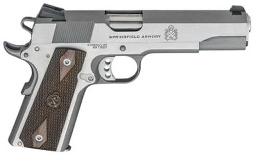 Click to see larger image. Springfield Garrison 1911 Semi-Automatic Pistol 9mm Luger 5" Match Grade Barrel (1)-9Rd Magazine 3-Dot Combat Sights Wood Grips Stainless Steel Finish