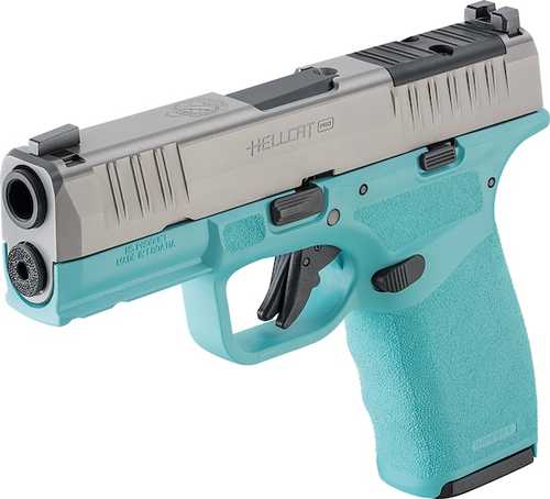 <span style="font-weight:bolder; ">Springfield</span> Hellcat Pro OSP Semi-Automatic Pistol 9mm Luger 3.7" Barrel (1)-15Rd & (1)-17Rd Magazines Stainless Steel Slide Robins Egg Blue Polymer Finish