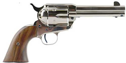 Standard Manufacturing Single Action Revolver 45 Long Colt 4.75" Barrel 6 Round Capacity Wood Grips Nickel Finish