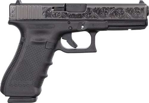 Glock 17 Gen 4 9mm Bright Polished Black Engraved Slide