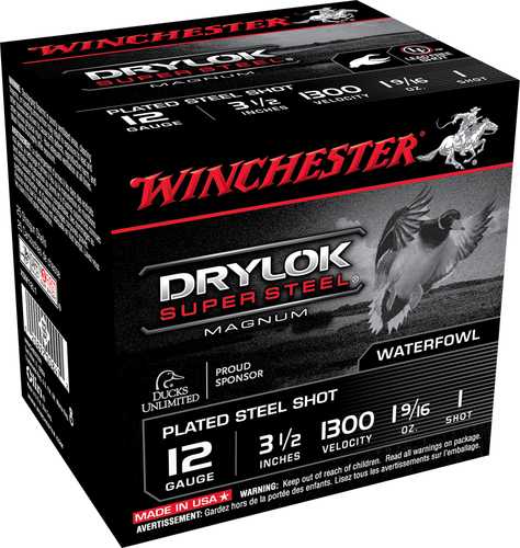12 Gauge 25 Rounds Ammunition Winchester 3 1/2" 1 9/16 oz Steel #1