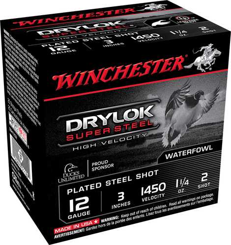 12 Gauge 25 Rounds Ammunition Winchester 3" 1 1/4 oz Steel #2