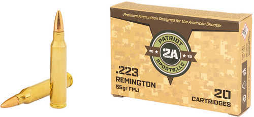 Patriot Sports<span style="font-weight:bolder; "> 223</span> Rem 55 Gr Full Metal Jacket (FMJ) 20 Round Box