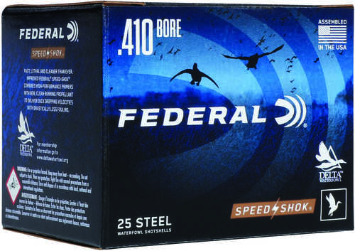410 Gauge 25 Rounds Ammunition <span style="font-weight:bolder; ">Federal</span> Cartridge 3" 3/8 oz Steel #6