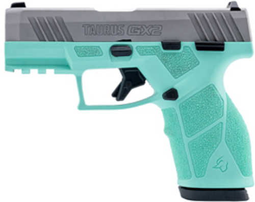 Taurus GX2 Pistol 9mm Luger 3.38" Barrel 13Rd Silver Slide Cyan Finish